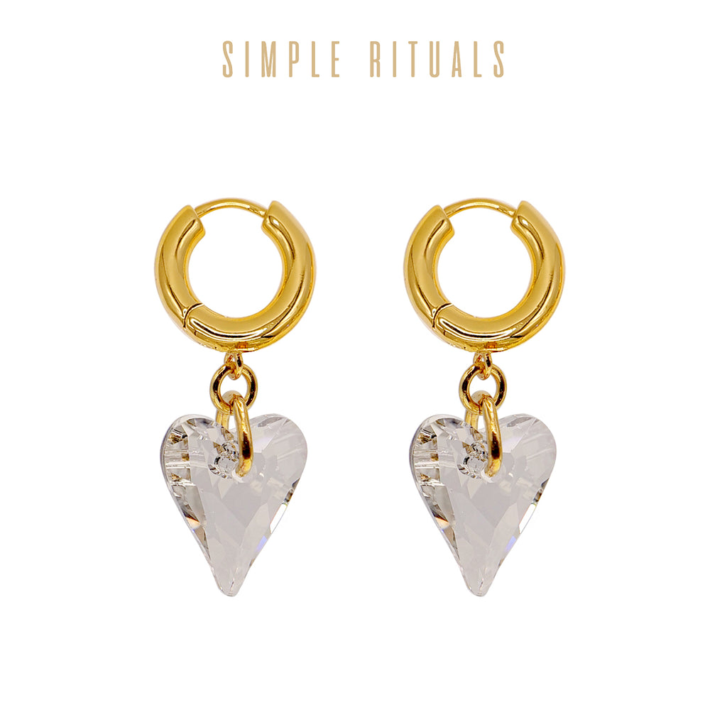 23FW [ Heart of Napoli ] sparkling heart crystal earrings