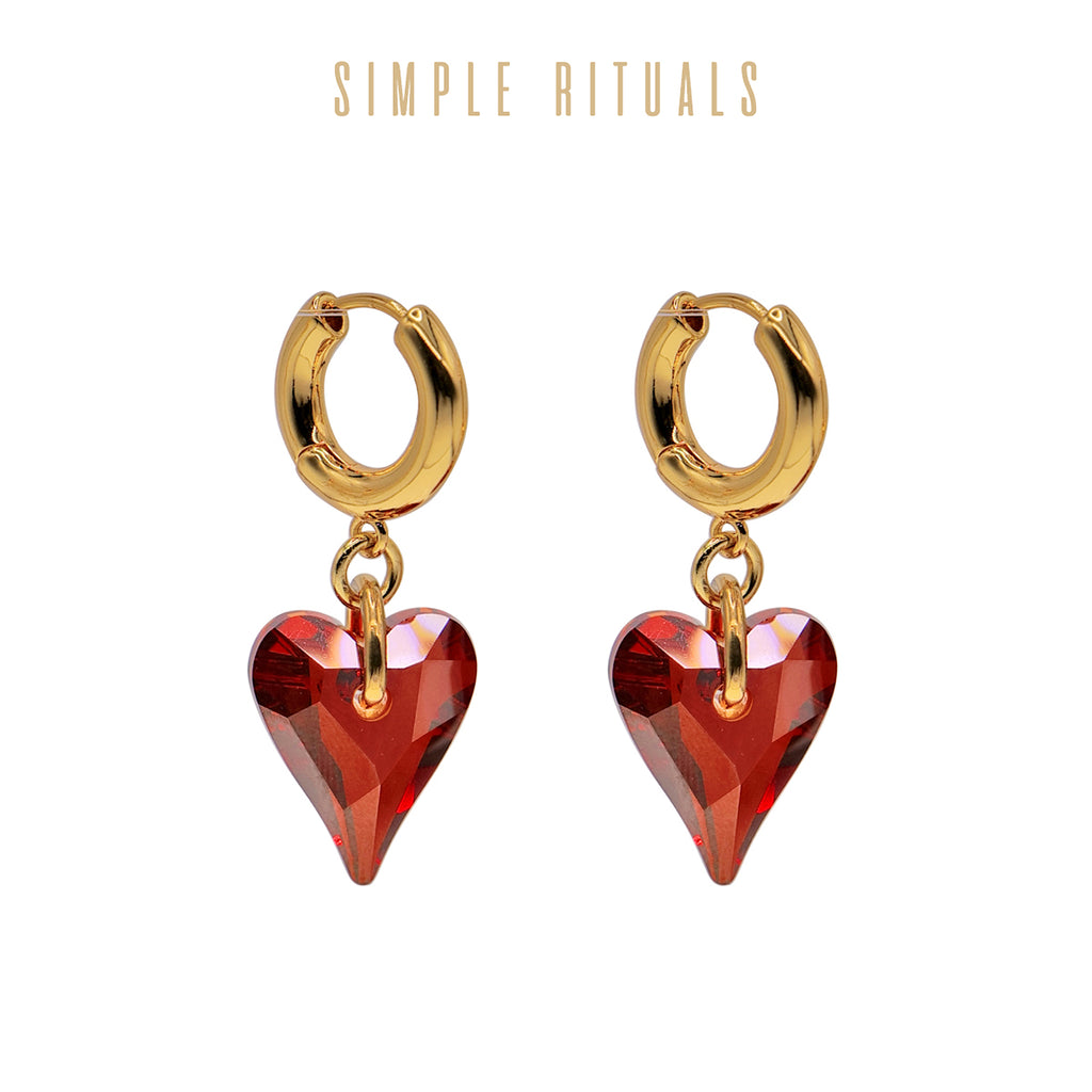 23FW [ Heart of Napoli ] sparkling heart crystal earrings
