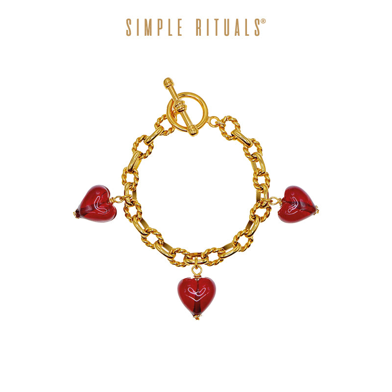 [ Scarlet maiden ]Handmade Venice heart glass Necklace or Bracelet