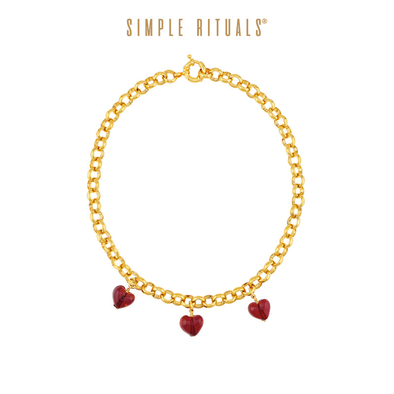 [ Scarlet maiden ]Handmade Venice heart glass Necklace or Bracelet