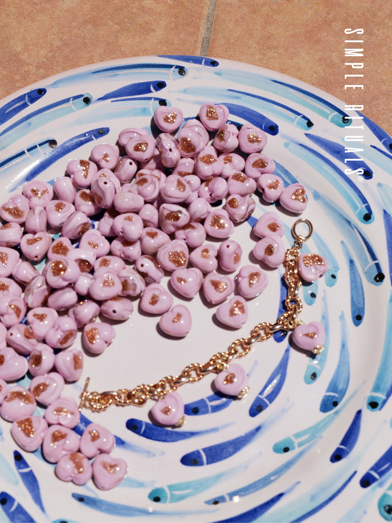 [ Heart of Venice ] handmade glass Pink hearts bracelet