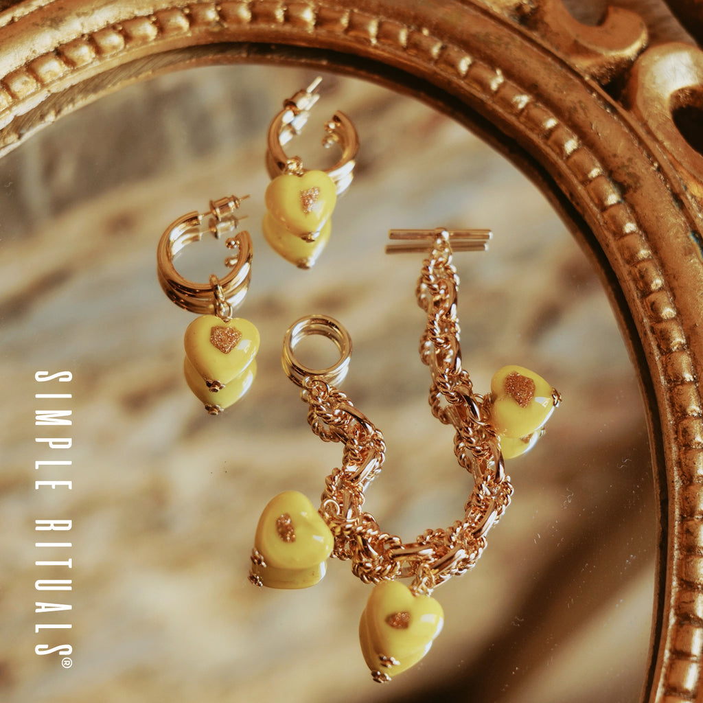 [ Heart of Venice ] Handmade glass from Murano bracelet & Earrings