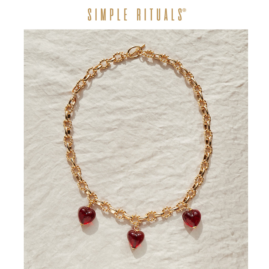 [ Scarlet maiden ]Handmade Venice heart glass Necklace or Bracelet