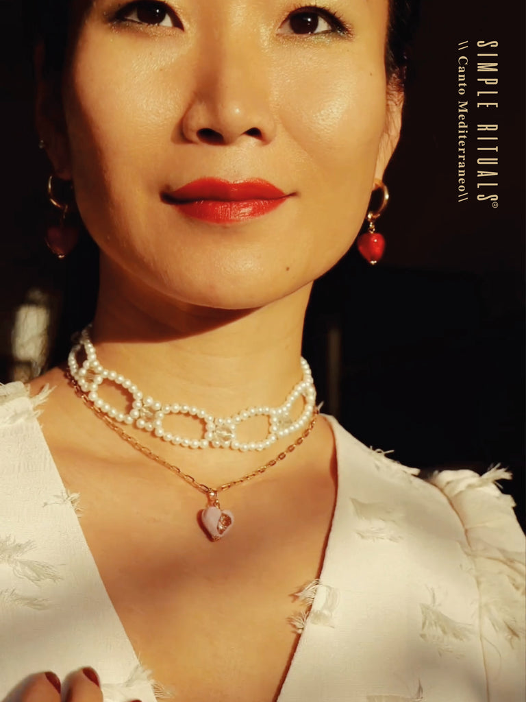 [ Choker 1#] crystals and freshwater pearl choker necklace