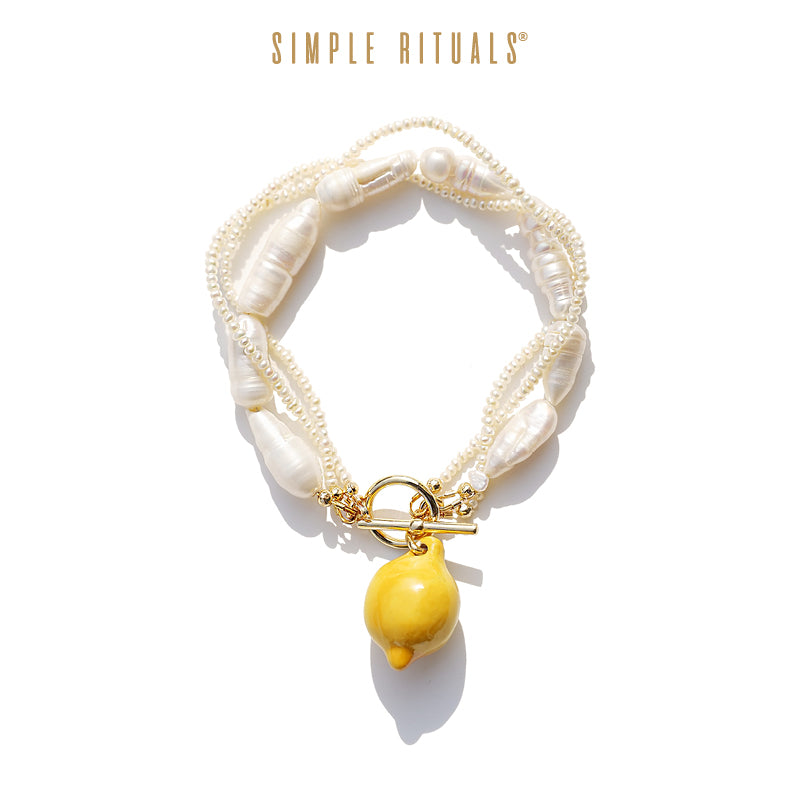 [ AMORE ESTIVO ] handmade ceramic Lemon choker necklace