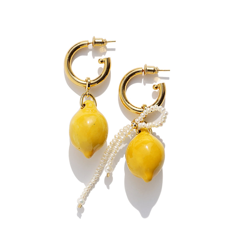 [ AMORE ESTIVO ] handmade ceramic Lemon earrings