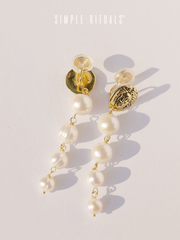 [ Goddess Tears] handmade textured freshwater pearls earrings