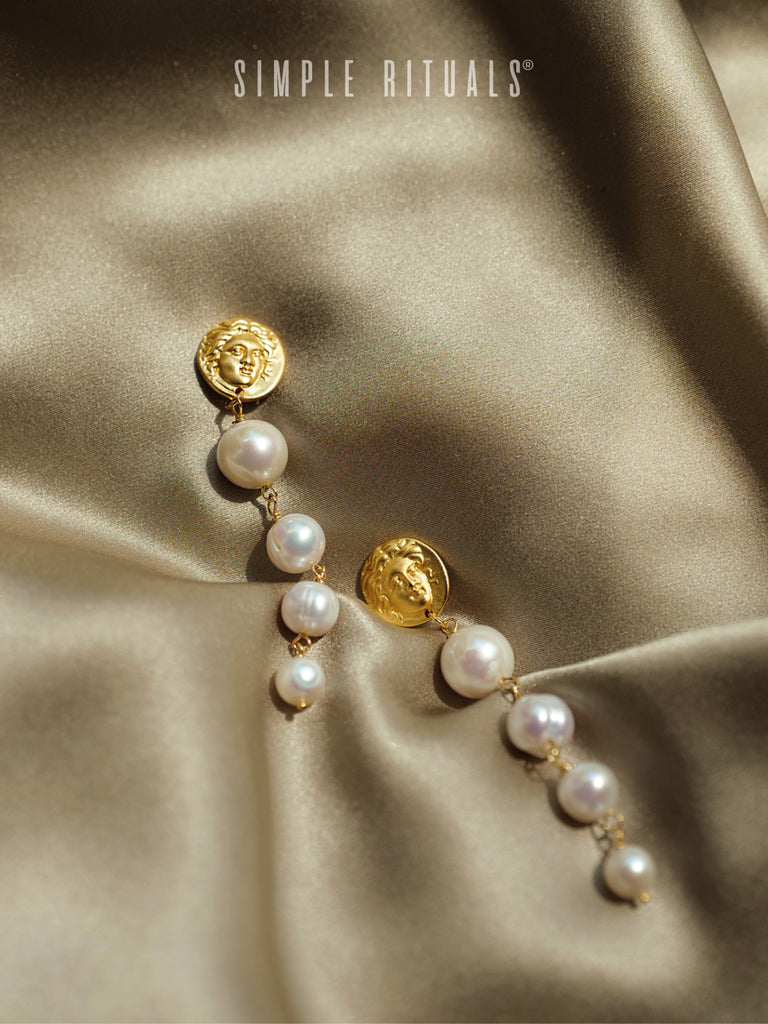 [ Goddess Tears] handmade textured freshwater pearls earrings