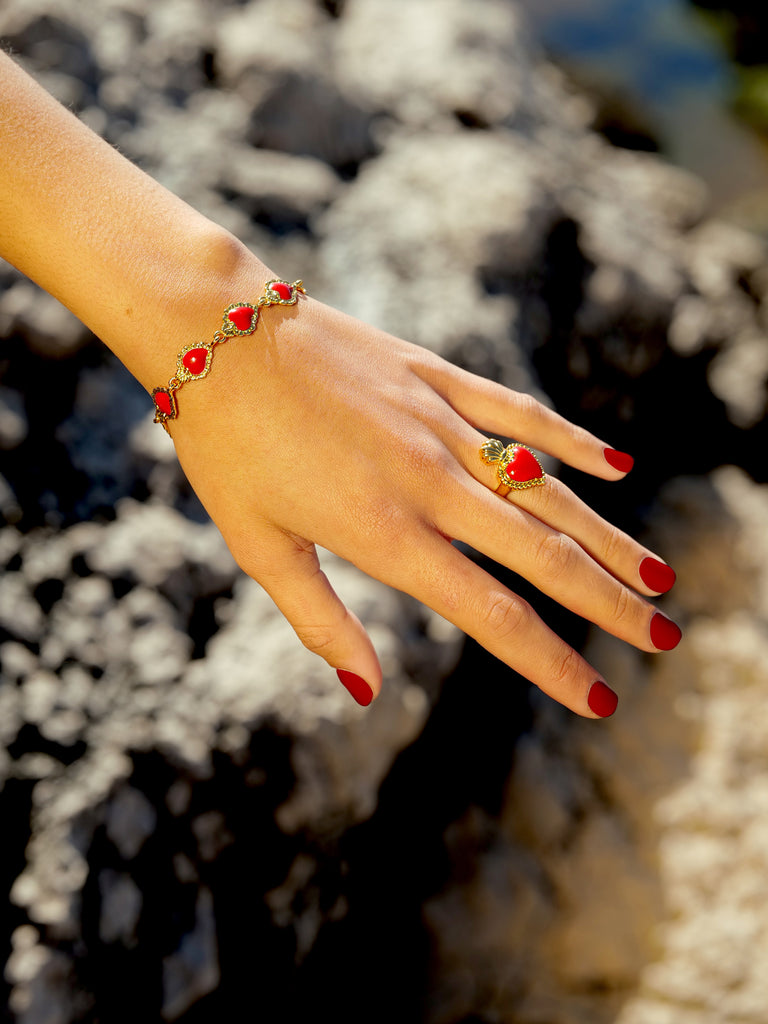[LOVE from NAPOLI] Sacred hearts bracelet red