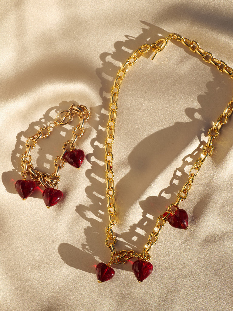 [ Scarlet maiden ]Handmade Venice heart glass Necklace or Bracelet
