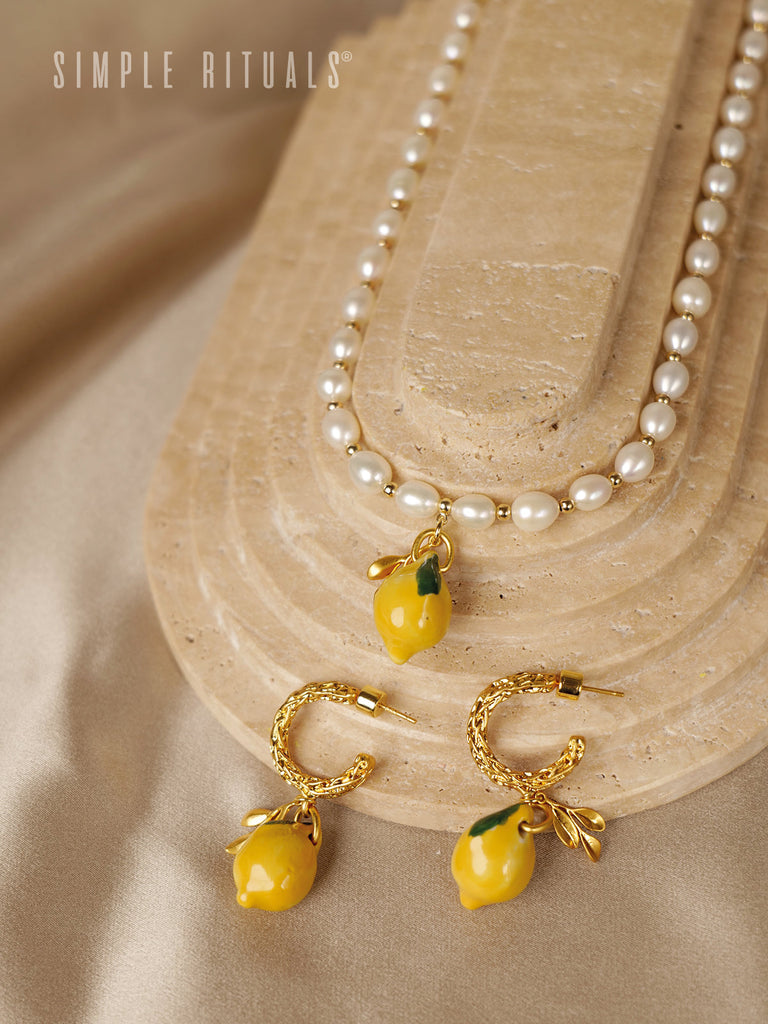 [ AMORE ESTIVO ] SS23 handmade ceramic Lemon pearl necklace