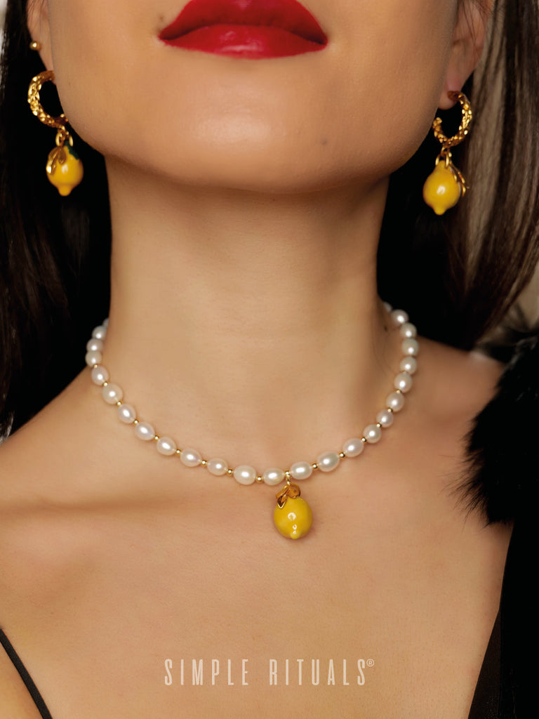 [ AMORE ESTIVO ] SS23 handmade ceramic Lemon pearl necklace