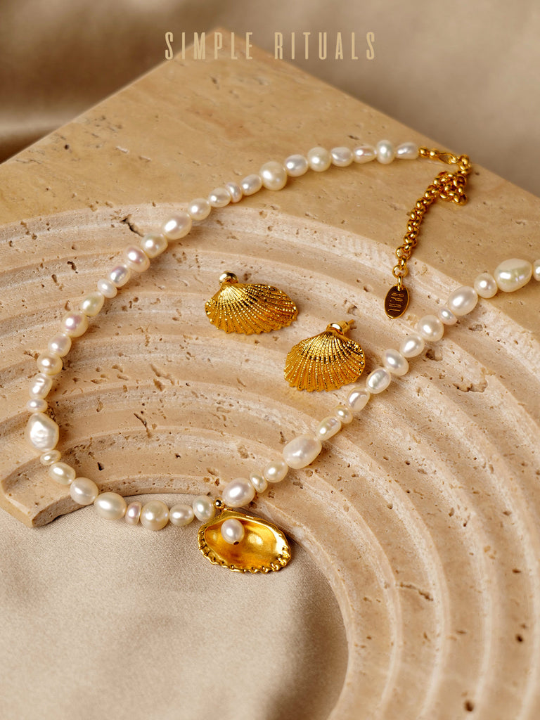 [ Venus born ] Seashell elegant pearl necklace