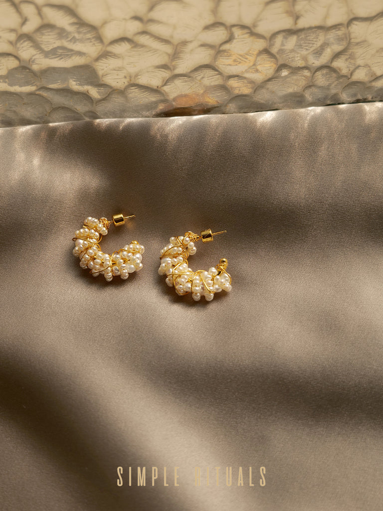 [Star Dust] handmade freshwater wrapped earrings