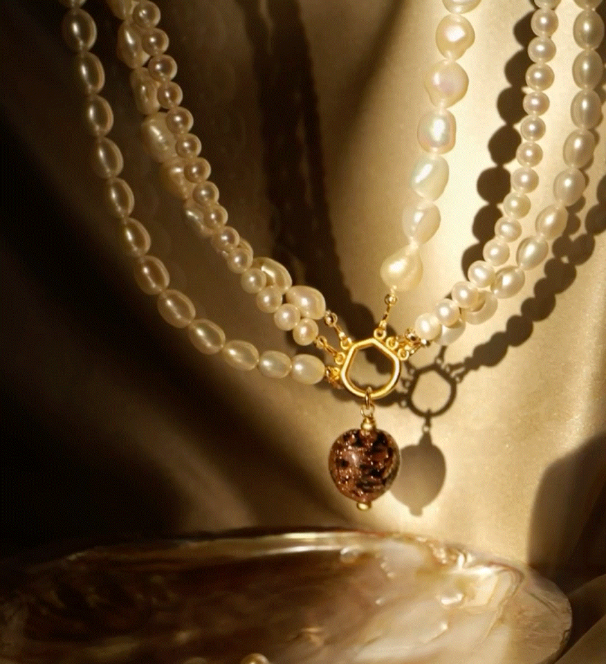[ Canto Mediterraneo ] Black drops Pearl choker necklace