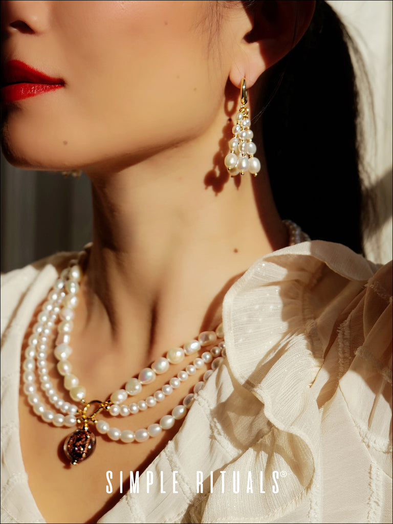 [ Gocce di Rugiada ] freshwater pearl hoop earrings