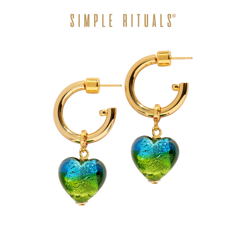 [ Heart of Venice ] Handmade multi colours glass heart stud earrings